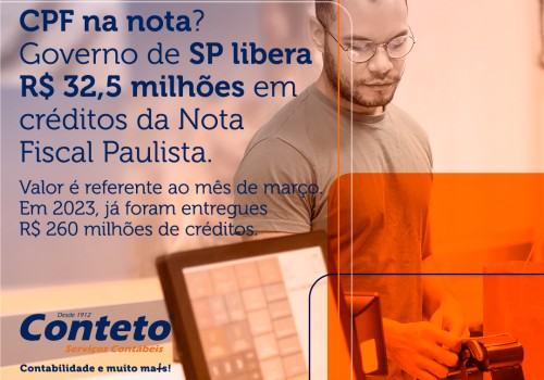 CPF na nota? Nota Fiscal Paulista liberou mais de R$ 32,5 milhões em créditos no mês de julho.