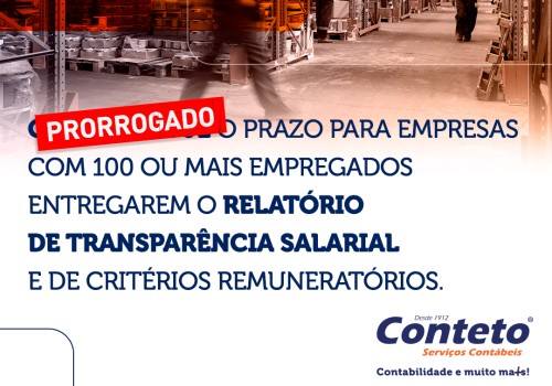 Prorrogado relatório de transparência salarial.