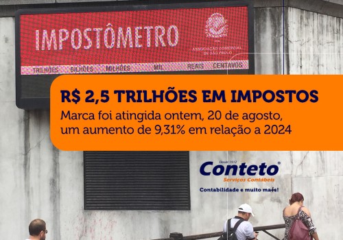 Impostômetro: R$ 2,5 trilhões em impostos até agosto de 2025